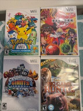 Nintendo Wii Game Lot - Poképark, Bakugan, Skylanders & Cabela's Big Game Hunter